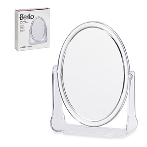 Specchio ovale con supporto. 20,5x18cm.