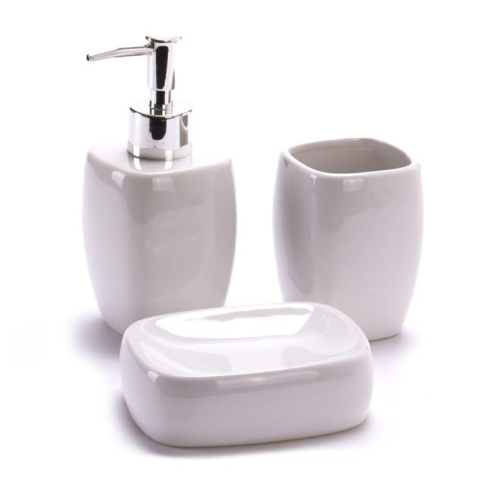 Ensemble 3 accessoires de salle de bain Céramique CLASSIC Blanc MSV