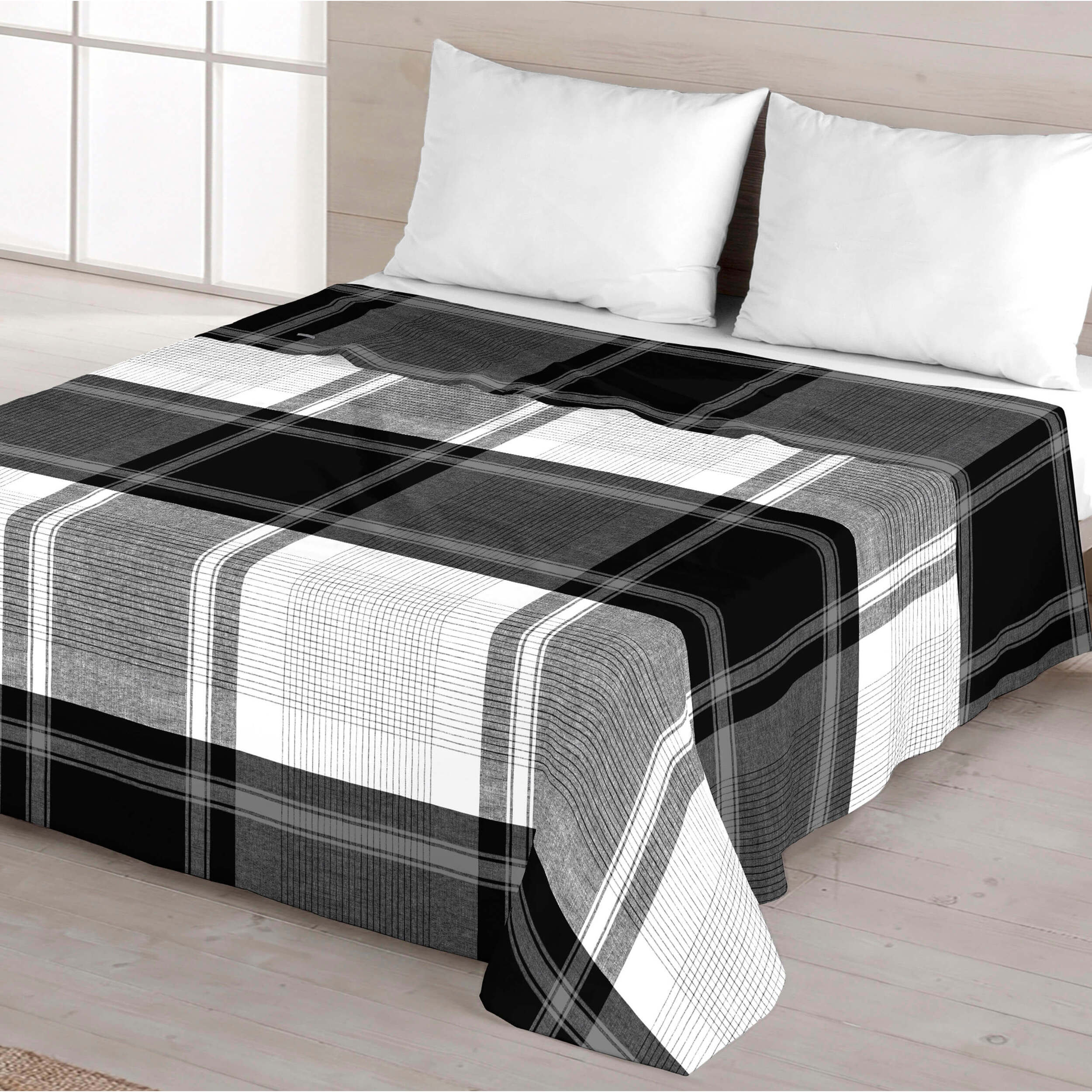 Juego de Sábanas Estampadas - 100% Algodón - Incluye 1 o 2 Fundas de Almohada + 1 Sábana Bajera - Check