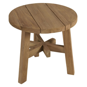 KALLY - Table d'appoint ronde en bois de teck recyclé naturel D47cm