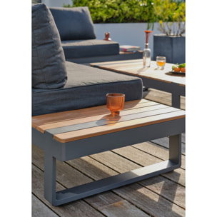 ALICANTE - Salon de jardin d'angle 6 places en teck et aluminium gris anthracite
