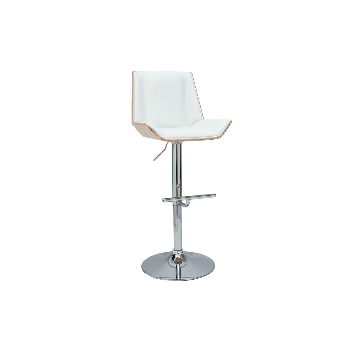 Tabouret de bar design blanc et bois clair MELKIOR