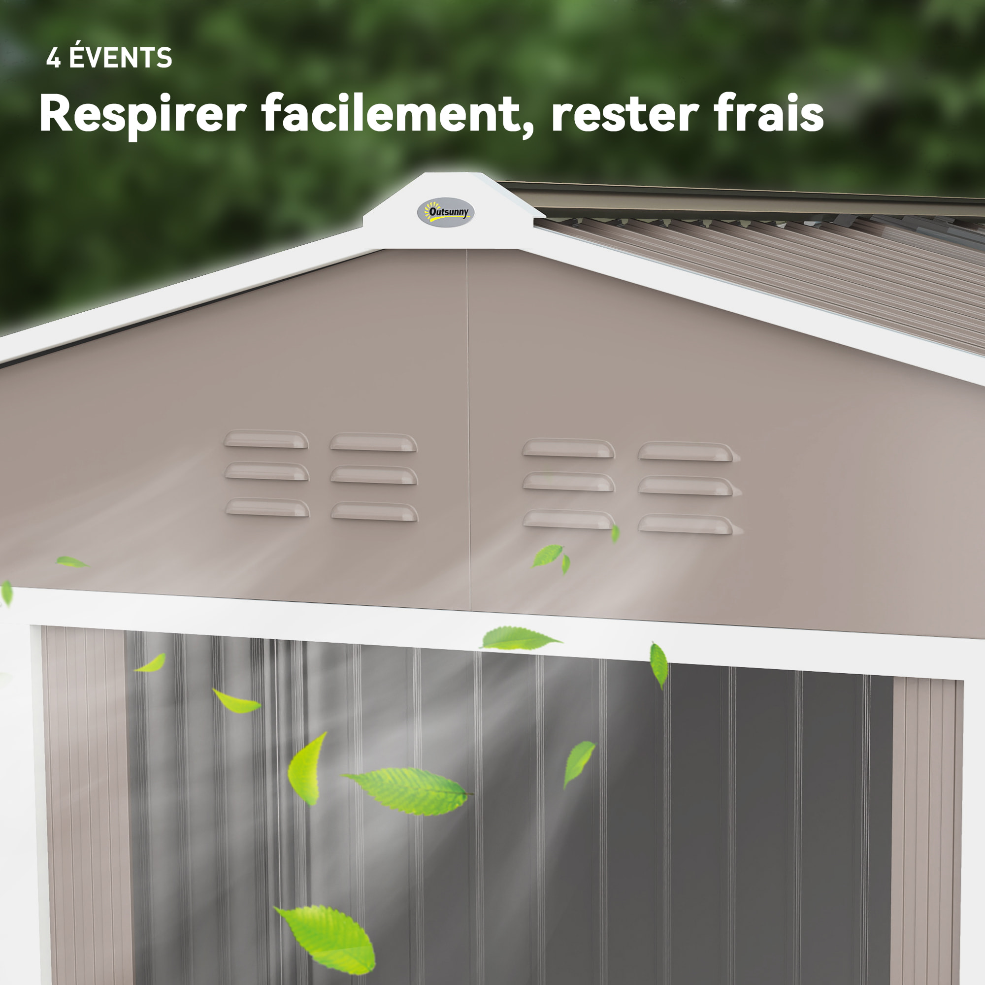 Abri de jardin 4,9 m² double porte coulissante fondation incluse - 277 x 195 x 192 cm - tôle acier ondulée gris clair