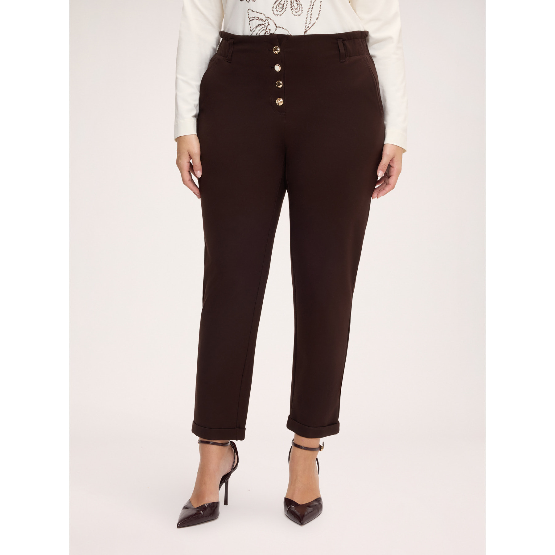 Fiorella Rubino - Pantaloni Balloon in Punto Milano - Marrone
