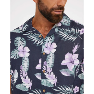 Camisa Manga Corta Estampado Hawaiano - Risc