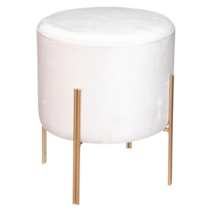 Tabouret "Living" velours blanc ivoire
