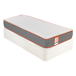 Pack RAP, Colchón Sostenible HR con Visco y Canapé Juvenil Apertura Lateral Blanco, WHAT THE SLEEP, Entrega, Montaje en Domicilio y Retirada de Usado Incluida