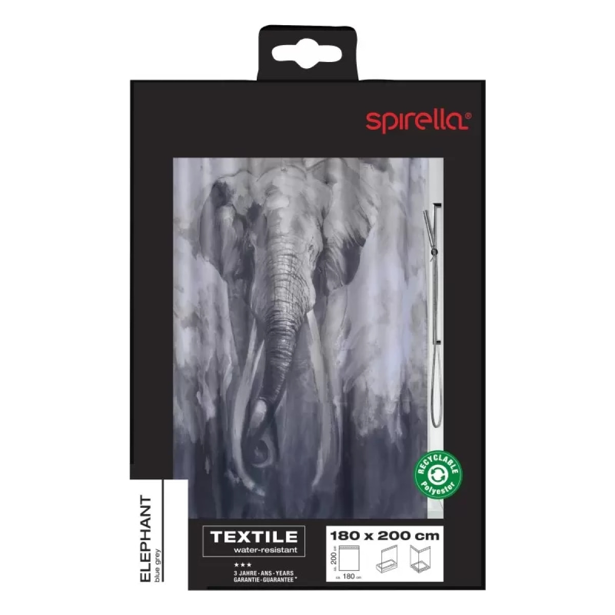 Rideau de douche Polyester ELEPHANT 180x200cm Spirella