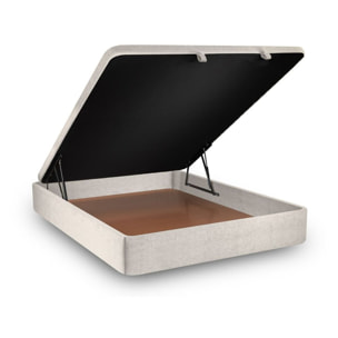 Lit coffre avec tête de lit capitonnée Tissu