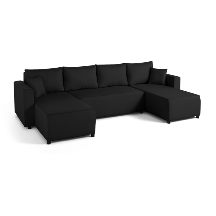 Regala - canapé panoramique - 7 places - convertible avec coffre - en tissu - Noir
