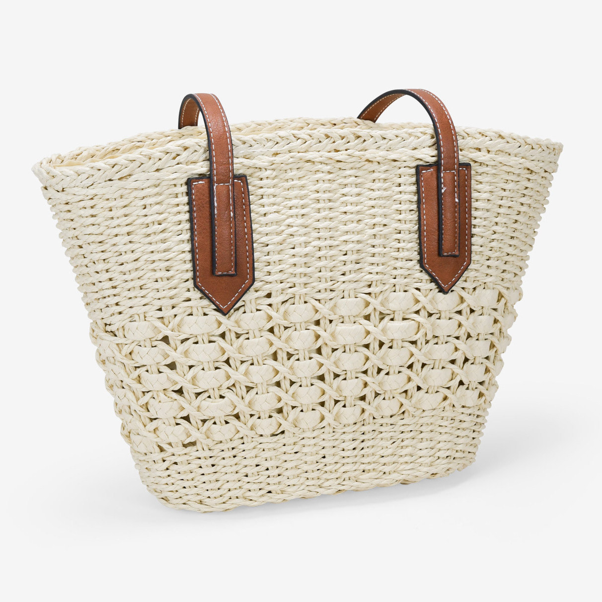 Capazo beige en rafia con cremallera