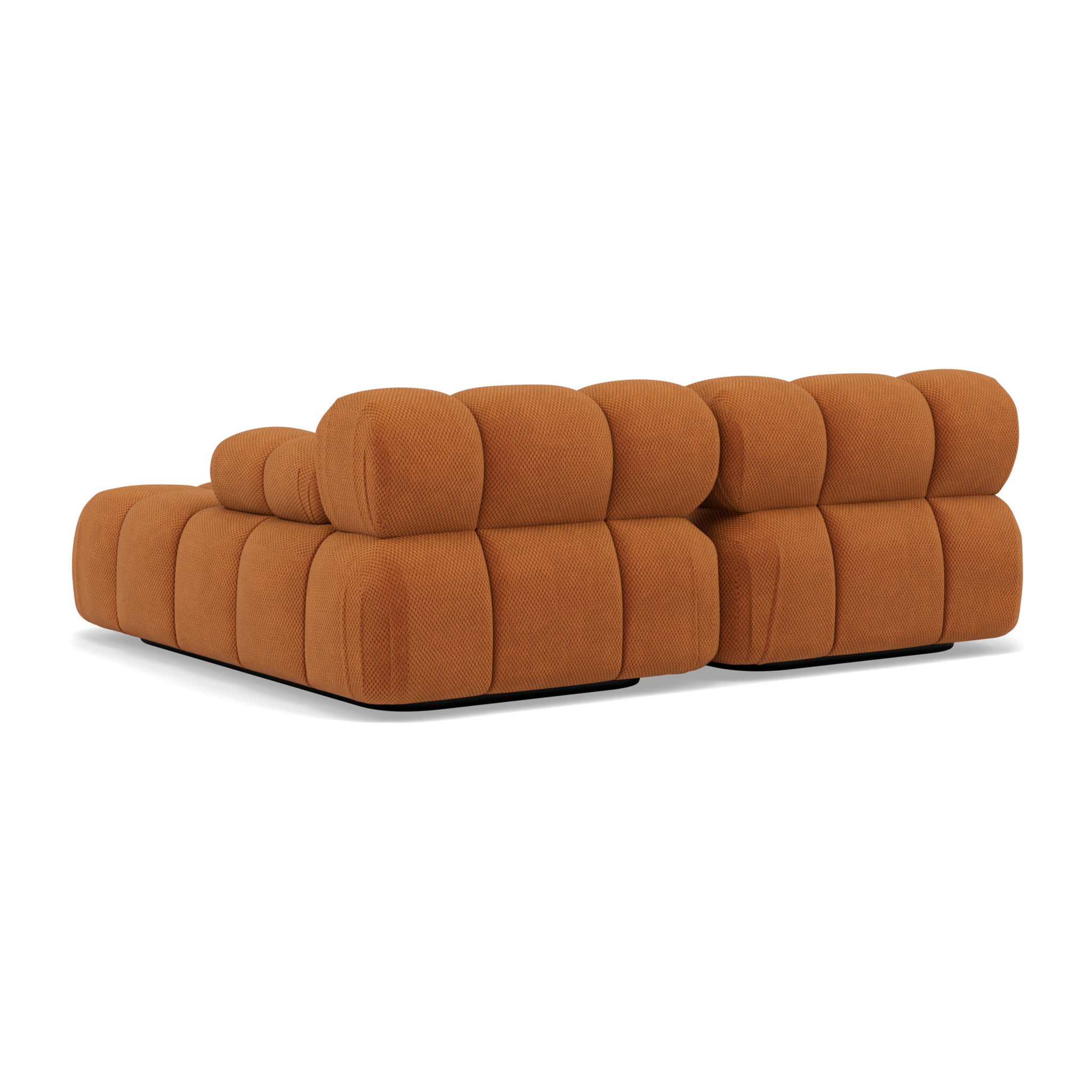 Ruby - canapé droit 4 places avec double méridienne - assise profonde - en velours texturé - Terracotta