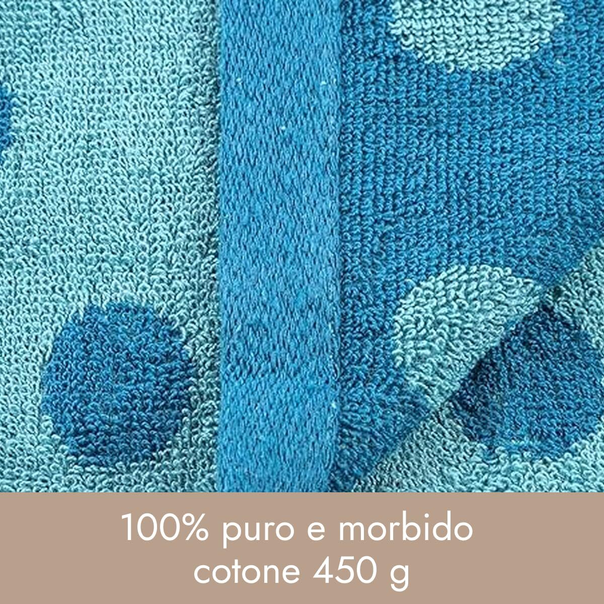 INTRECCI HOME Set Bagno Asciugamani Viso+Ospite, in Puro Cotone 450, Morbidezza Extra, Lavorazione Jacquard, Design a Pois, Elegante e Confortevole