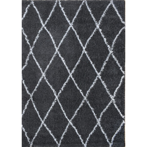 Asma - Tapis shaggy berbère, anthracite et crème