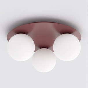 Lampada da soffitto SOLAR bordeaux con sfere in vetro opale