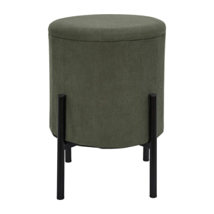 Lot de 4 Poufs - HOME DECO FACTORY - Jules - Rangement - Côtelé - Vert