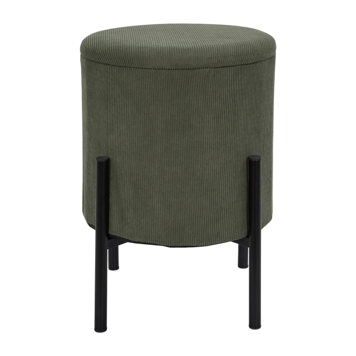 Lot de 4 Poufs - HOME DECO FACTORY - Jules - Rangement - Côtelé - Vert