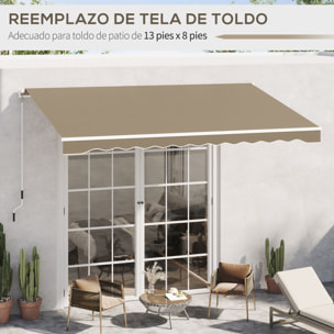 Techo de Repuesto para Toldo, 382x240 cm, Lona para Toldo con Dobladillo, Protección UV, Impermeable, Tela de Repuesto para Patio, Terraza, Jardín, Balcón, Beige