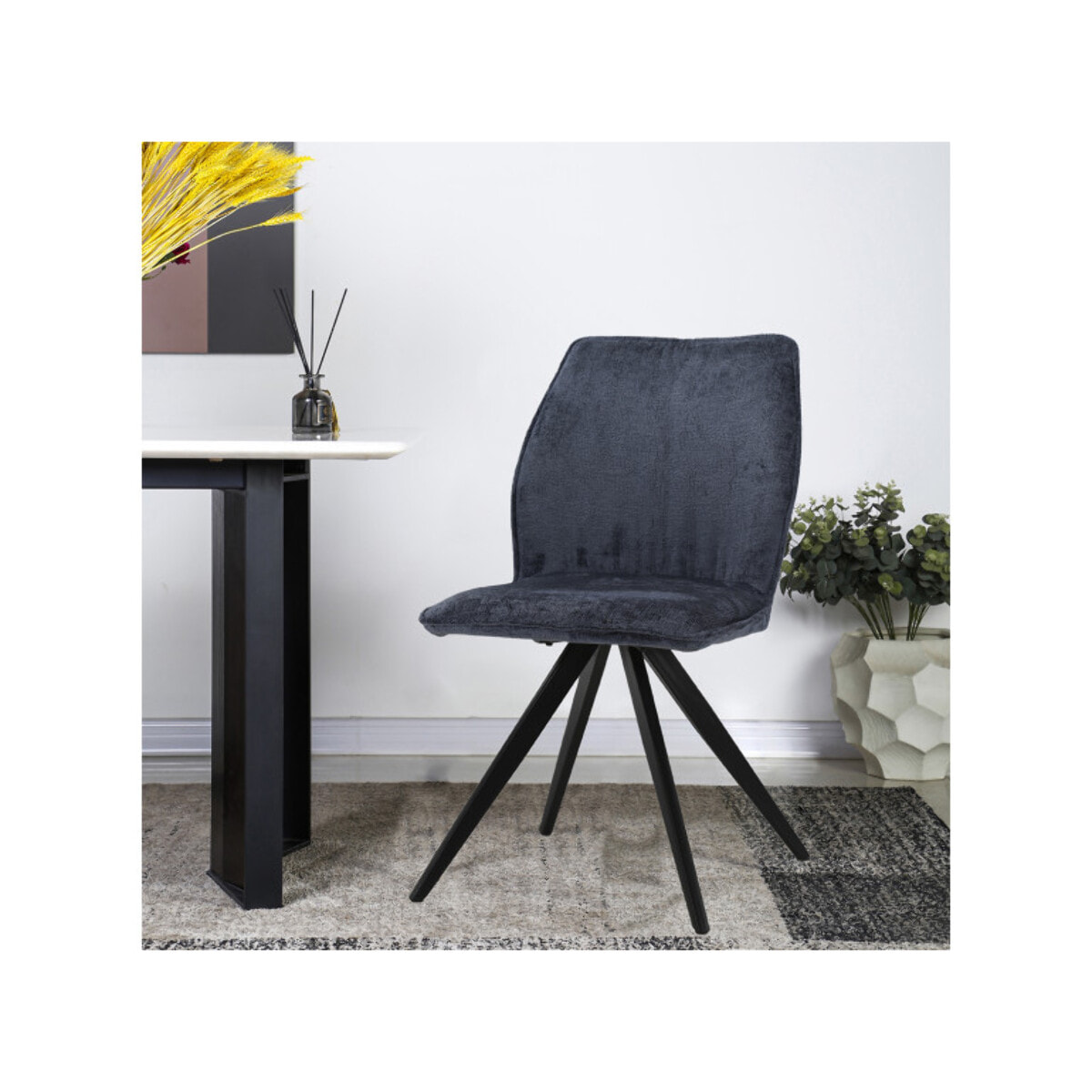 Chaise ergonomique velours et pieds croix métal - 3 coloris - LISBONNE