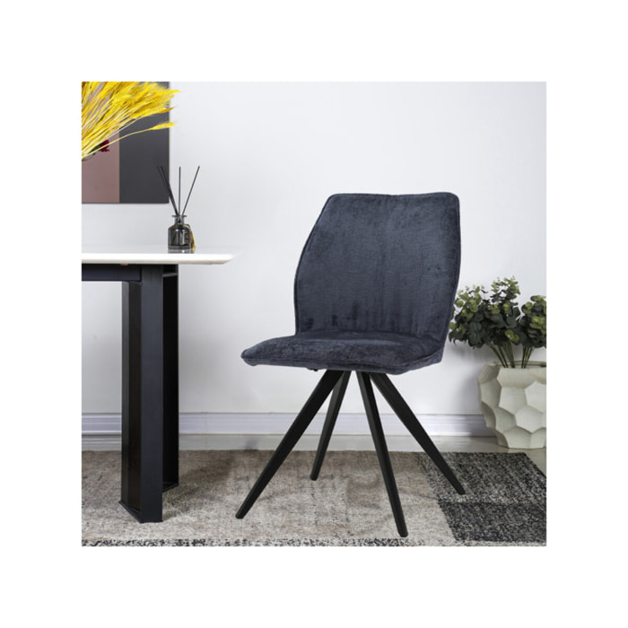 Chaise ergonomique velours et pieds croix métal - 3 coloris - LISBONNE