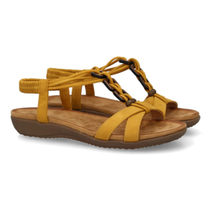 Sandalias planas para mujer, comodas con material elastico en el talon, diseño moderno con adornos en el empeine