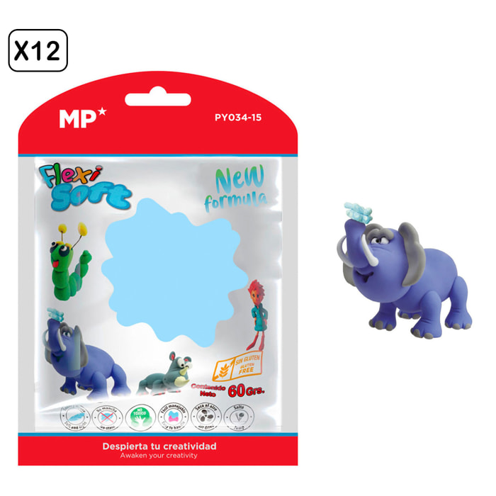 PACK 12 Uds. PASTA DE MODELAR 60 g AZUL