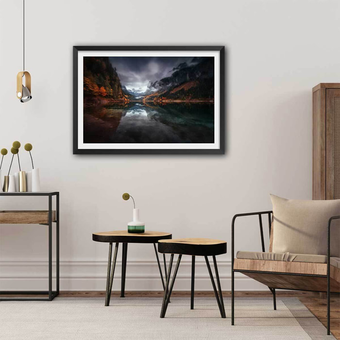 Affiche lacs en Autriche Affiche sous cadre noir