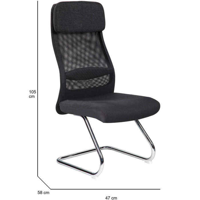 Sedia da ufficio Perth, Sedute sala da attesa per ufficio, Seduta ergonomica da attesa, 58x47h105 cm, Nero