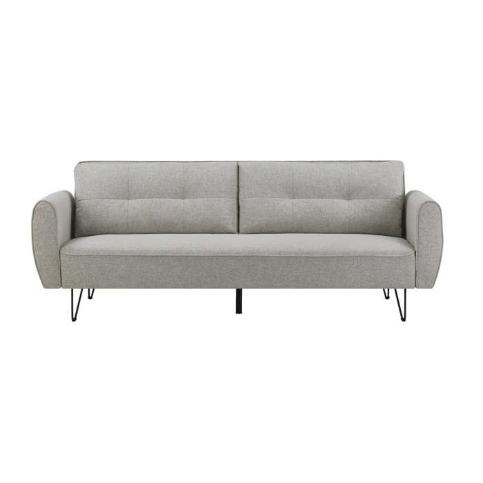 Canapé design convertible 3 places en tissu gris clair NASHVILLE