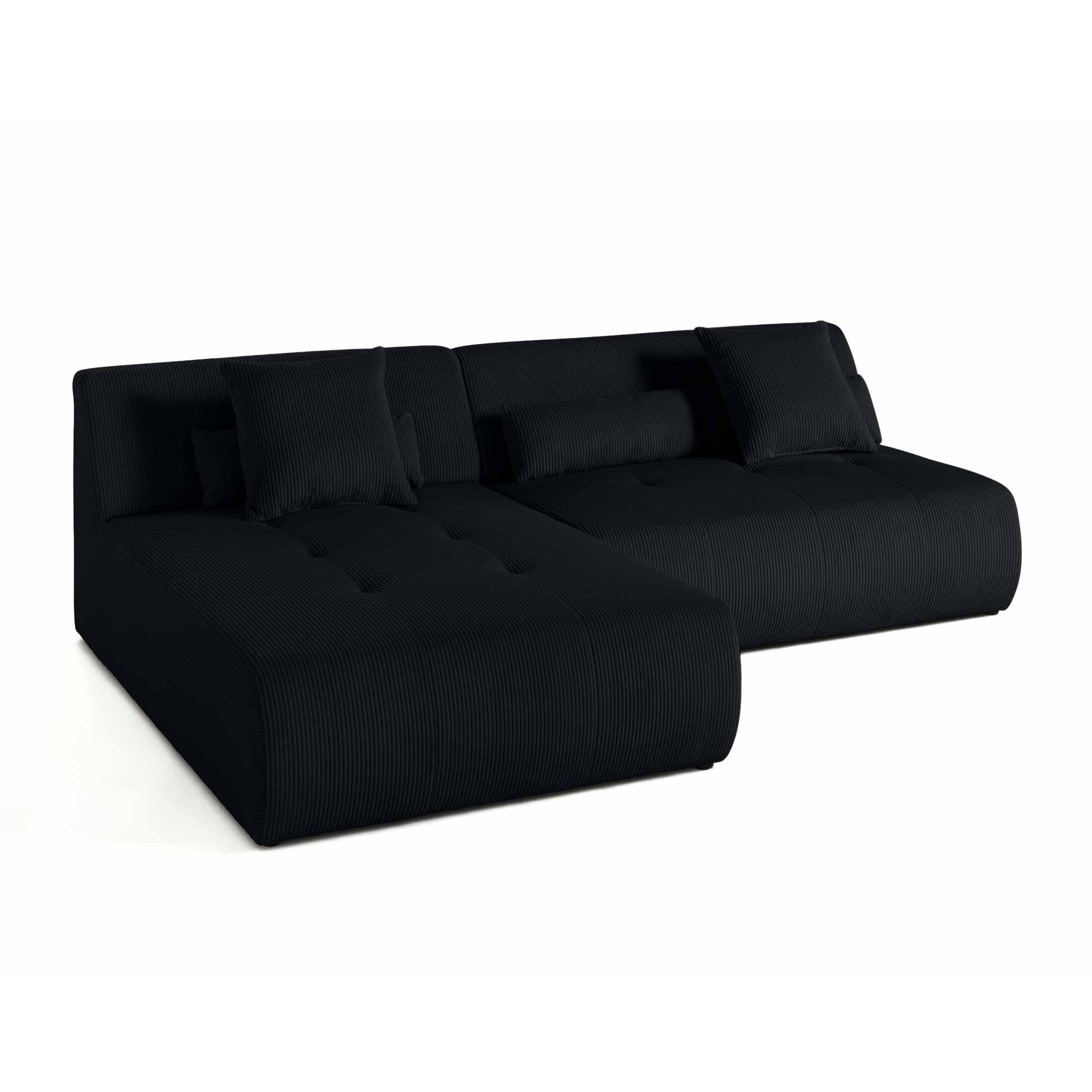 Onyx - canapé modulable d'angle réversible 4 places - en velours côtelé - Noir
