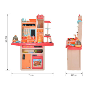 Cuisine pour enfant - dinette - jeu d'imitation complet 65 accessoires variés - fonctions sonores et lumineuses PP rose