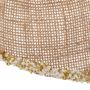 Noeud déco givré 20x24cm jute beige
