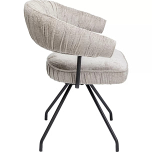 Chaise avec accoudoirs pivotante Arabella grise Kare Design