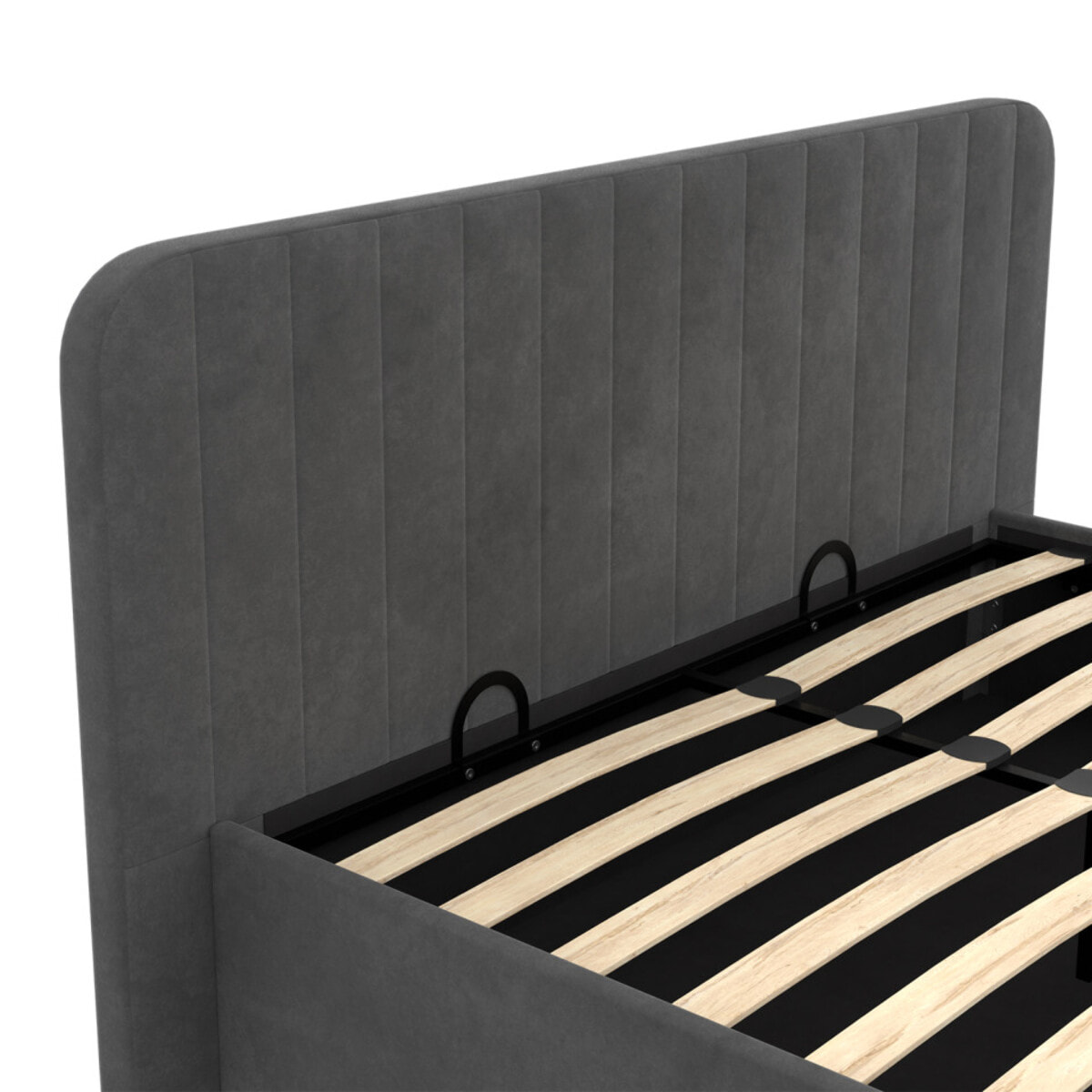 Lit coffre Valentina 140x190cm velours gris