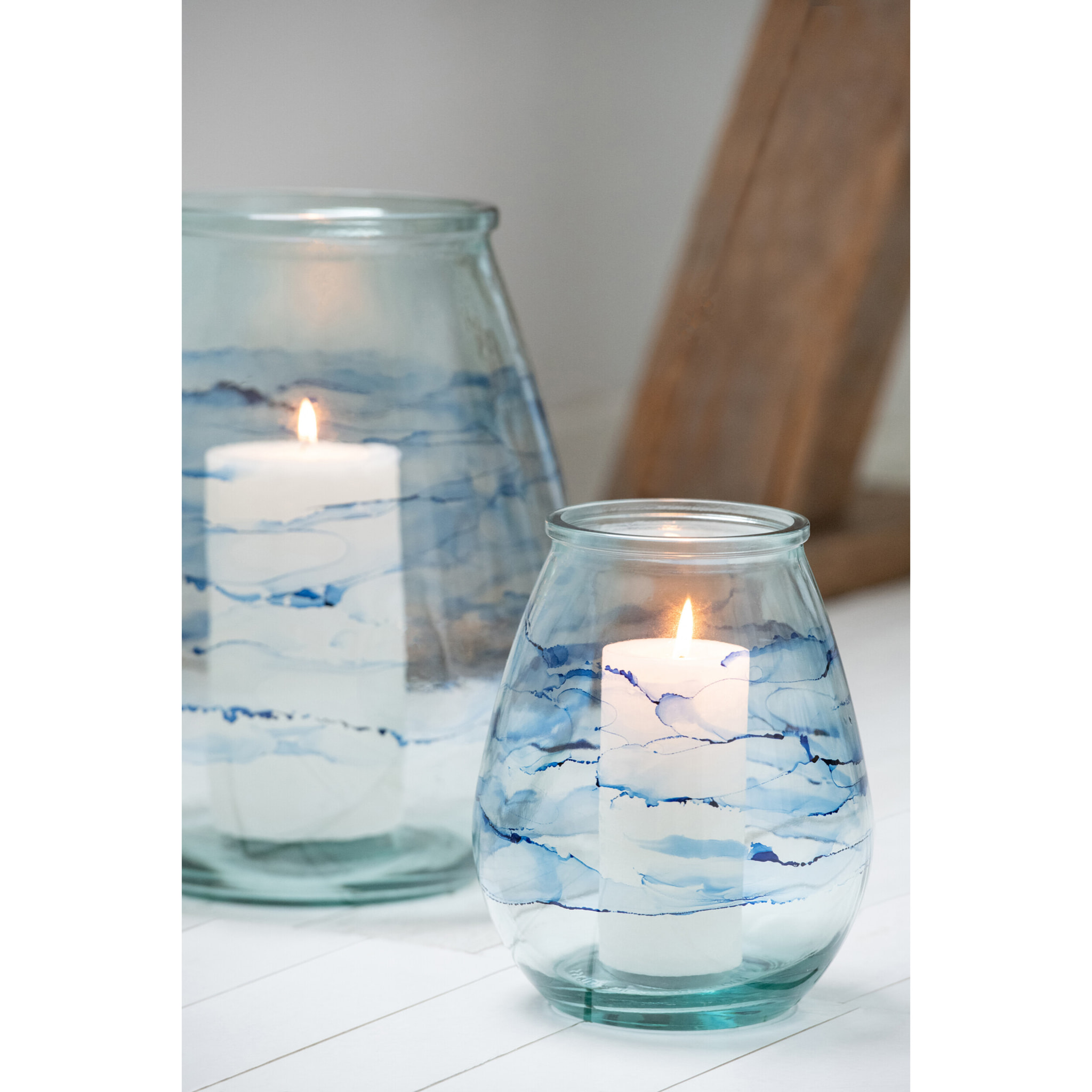 J-Line Photophore Vague - verre - bleu