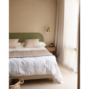 Tête de lit déhoussable en velours côtelé vert en différentes tailles