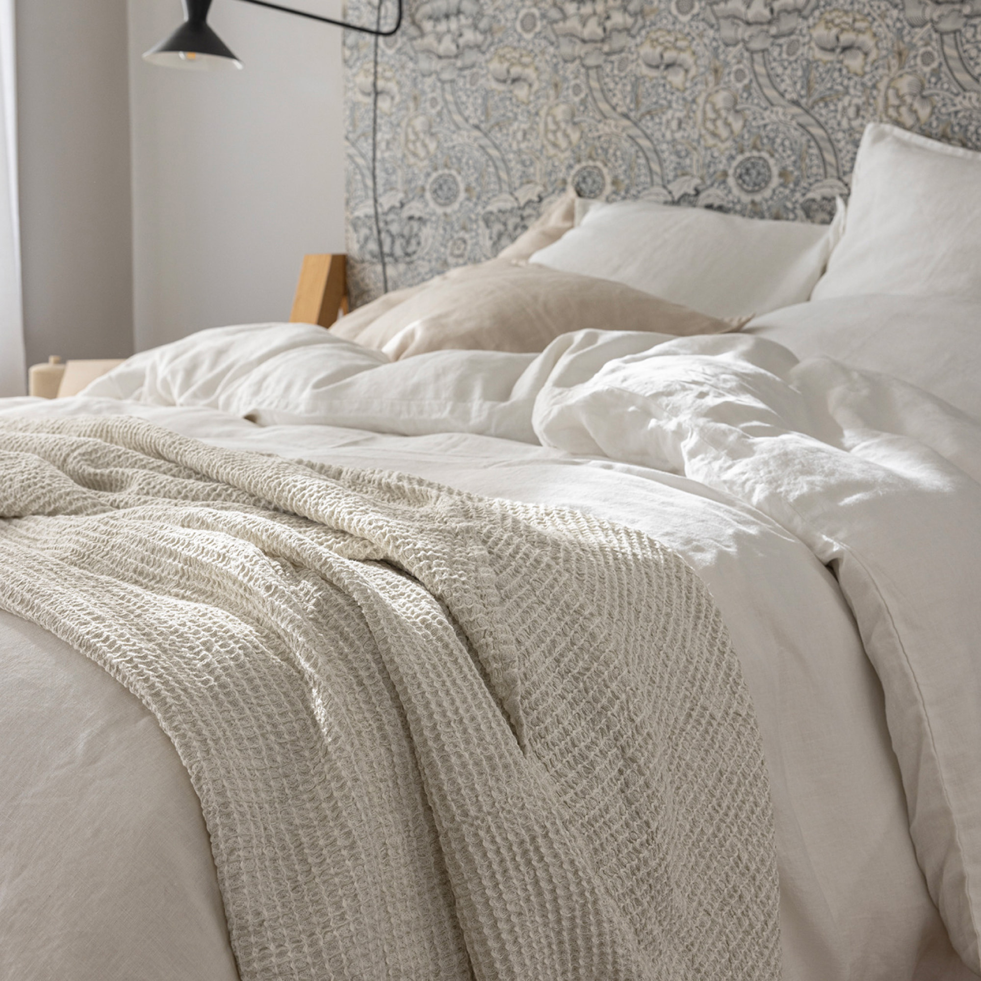 Plaid coton et lin, DECO ESPRIT NID D'ABEILLE
