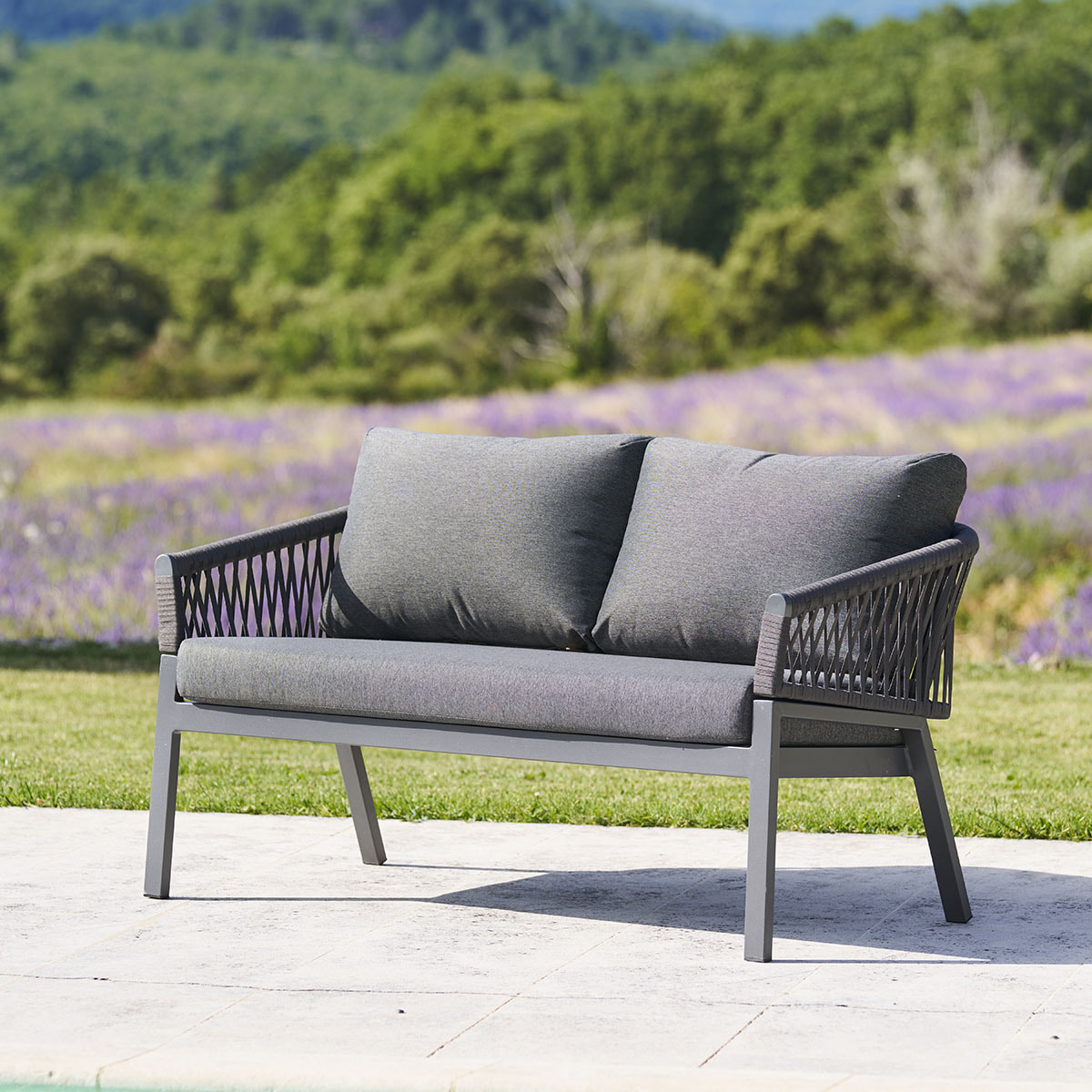 Canapé de jardin "Oriengo" 2 places anthracite & graphite