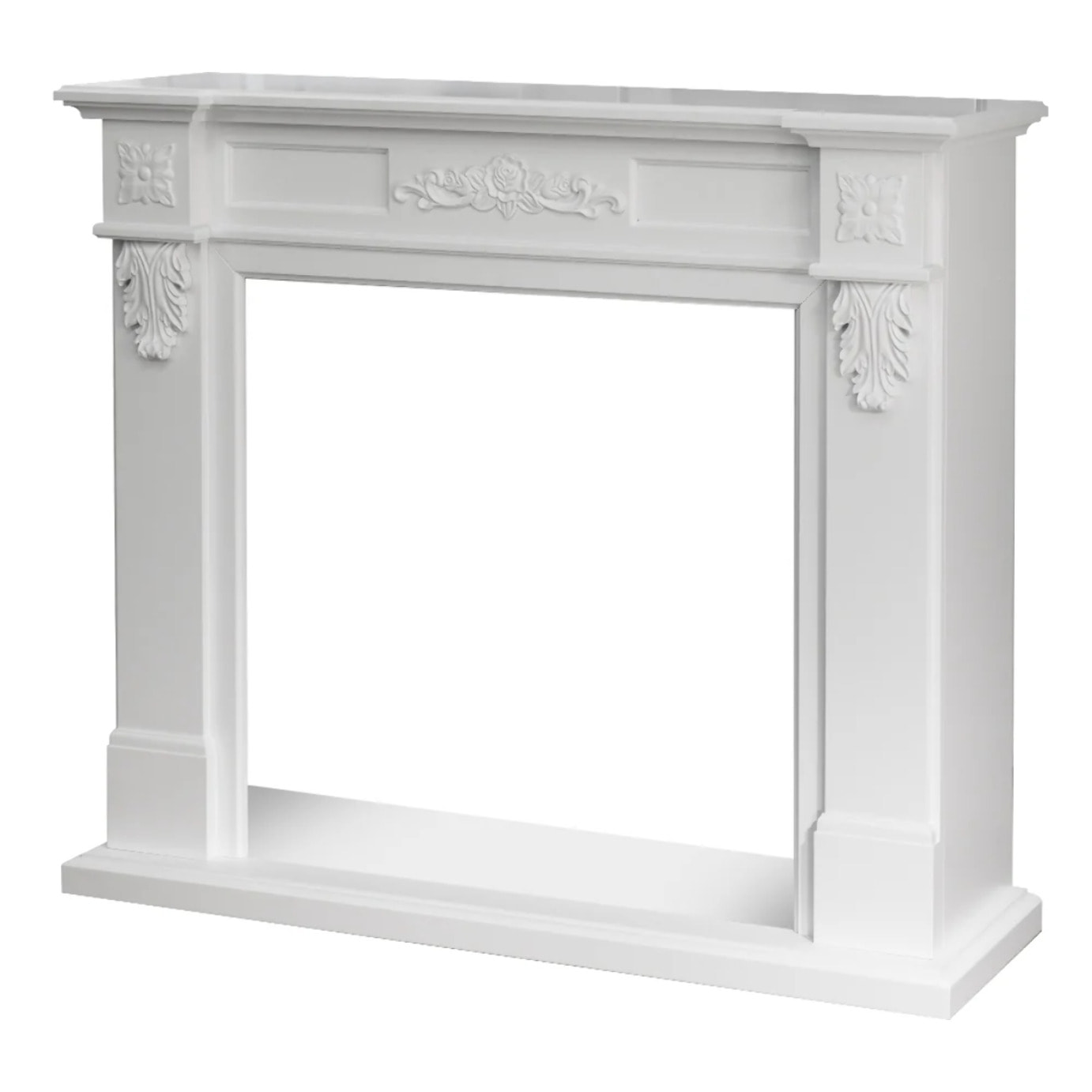 Truman - Cornice per Camino 121x108x38 cm Rivestimento Decorativo in Legno MDF Bianco