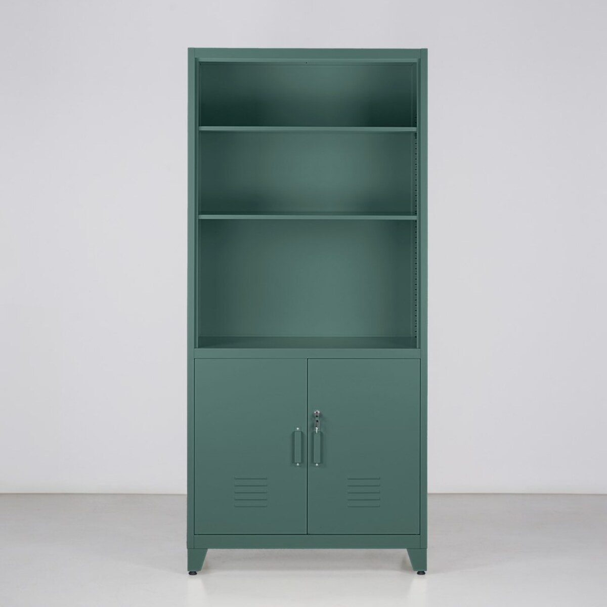 Armadio metallo con serratura 5 ripiani e due ante 85x190 cm verde - Yumi
