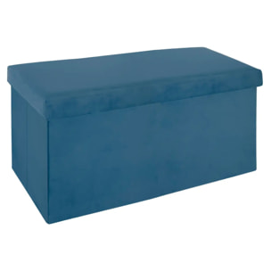 Pouf pliant double "Tess" velours bleu
