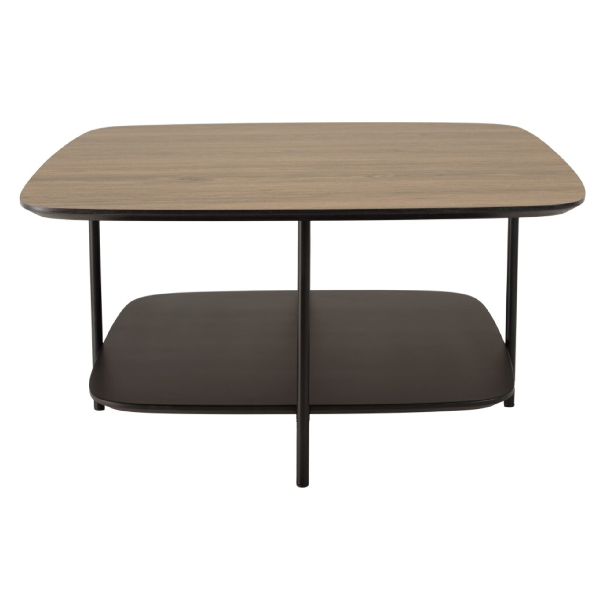 JULIA - Table basse 2 plateaux MM bi-matière mocha/noir pieds métal