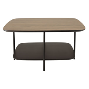 JULIA - Table basse 2 plateaux MM bi-matière mocha/noir pieds métal
