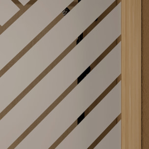 Paroi de douche 120x200 HINATA - Style Japandi Geometrique - Cadre Effet Bois - Verre 6mm