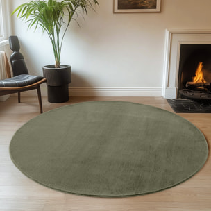 ALBA - Tapis rond doux vert à poils courts