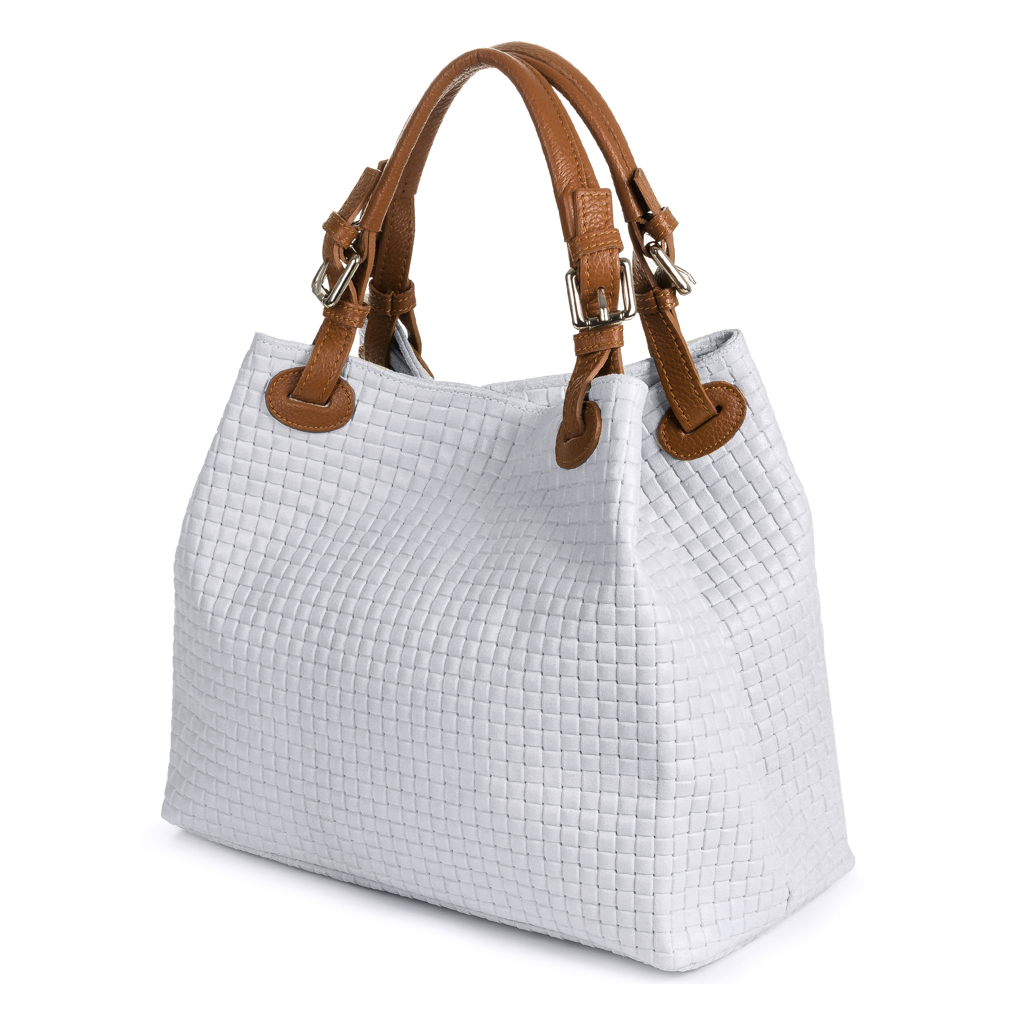 Emanuela Bolso tote Mujer.Piel auténtica Gamuza Grabado Geométrico