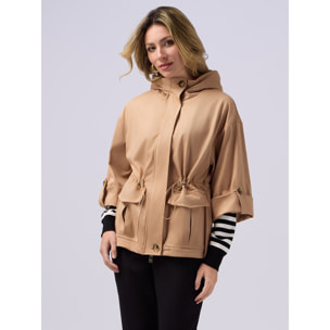 Oltre - Parka corta efecto ante - Beige