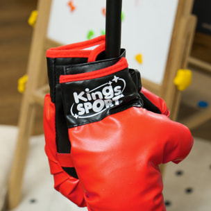 Saco de Boxeo para Niños de +5 Años Kit de Boxeo para Niños con Guantes de Boxeo Altura Ajustable de 122,5-147 cm y Base Rellenable Rojo