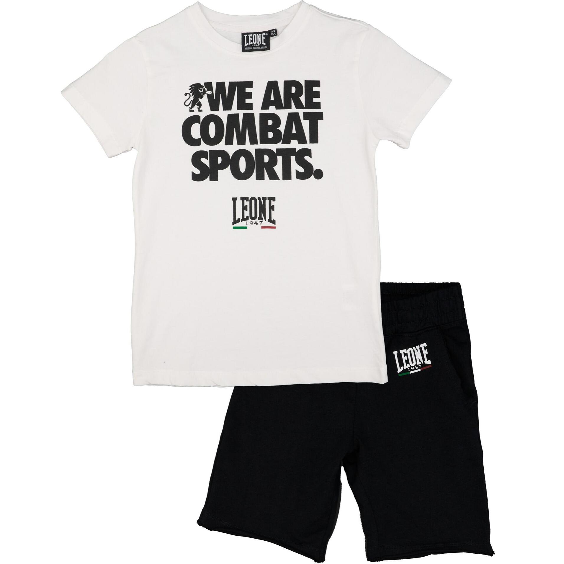 Set completo da bambino in cotone con t-shirt e pantaloncini Leone WACS