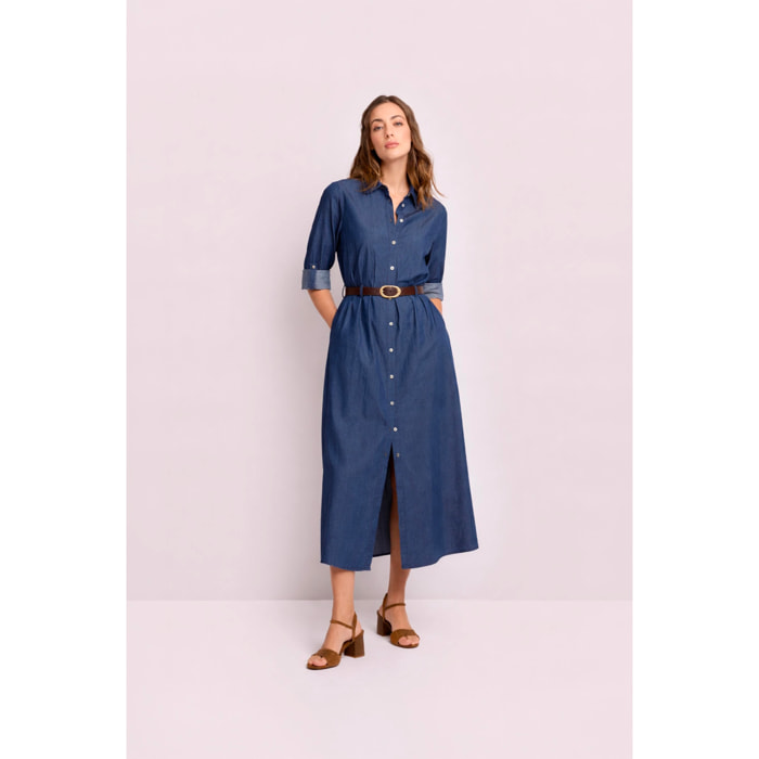 Kocca - Abito chemisier in cotone Donna, Tinta unita, Colletto di camicia